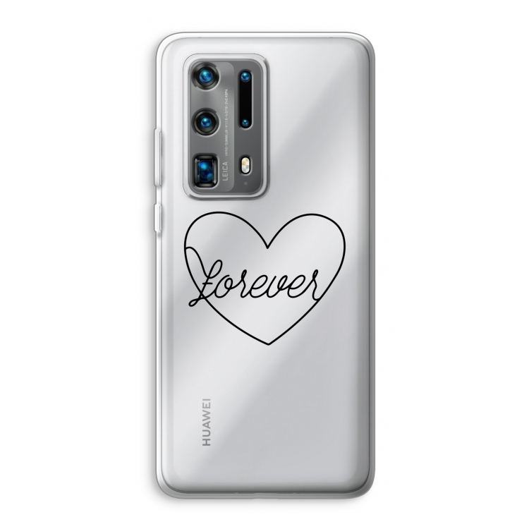 Forever heart black: Huawei P40 Pro Plus Transparant Hoesje