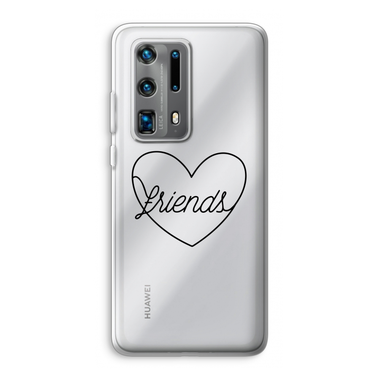 Friends heart black: Huawei P40 Pro Plus Transparant Hoesje