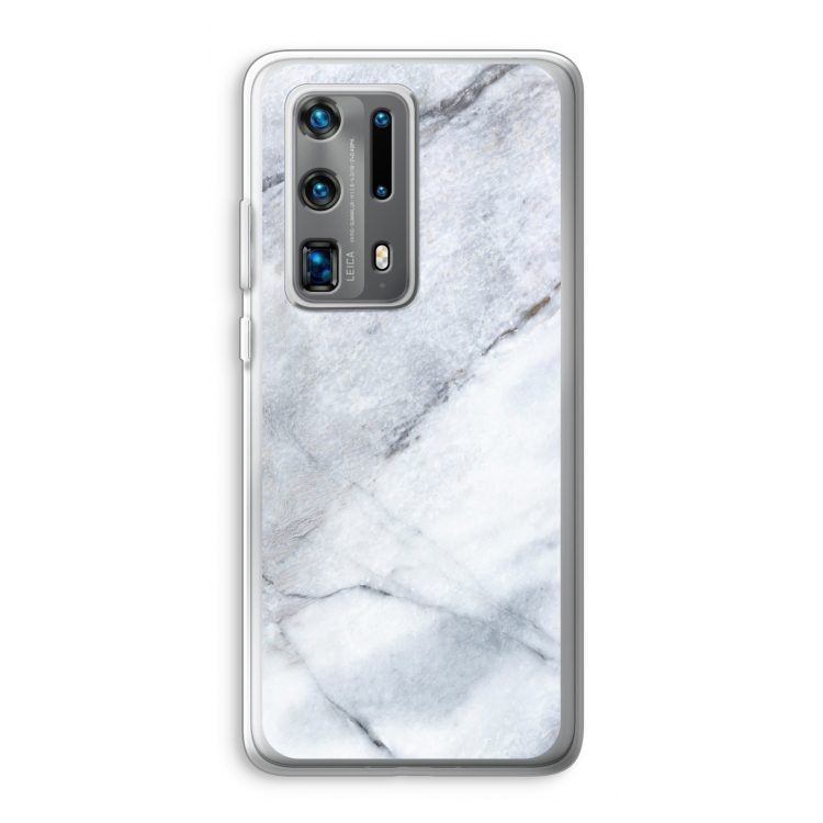 Witte marmer: Huawei P40 Pro Plus Transparant Hoesje