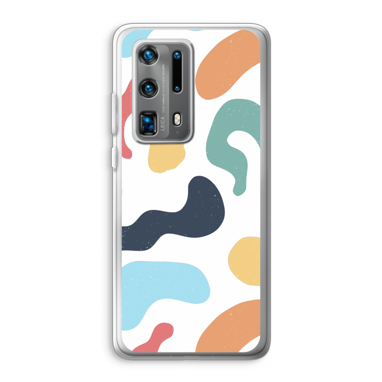 Memphis Shapes Blue: Huawei P40 Pro Plus Transparant Hoesje
