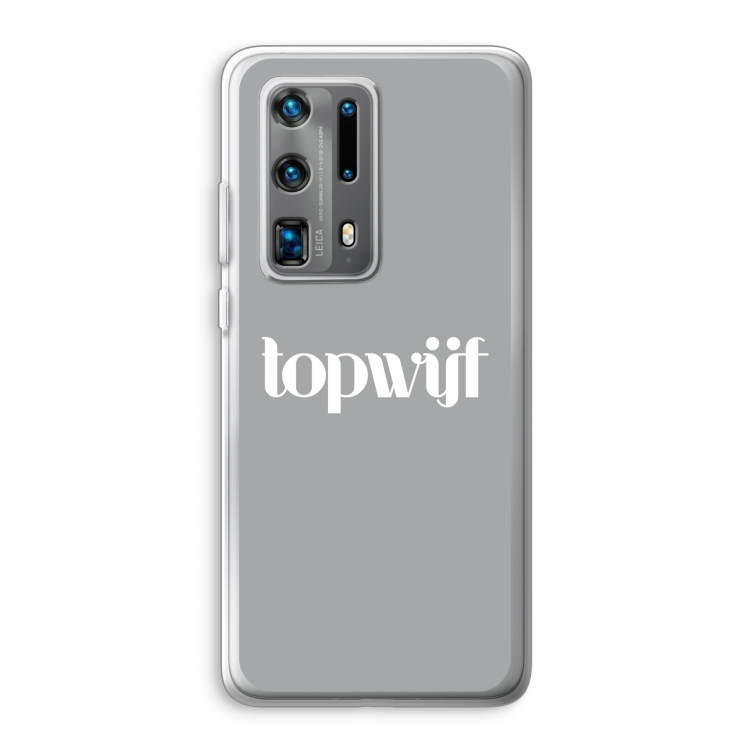 Topwijf Grijs Wit: Huawei P40 Pro Plus Transparant Hoesje