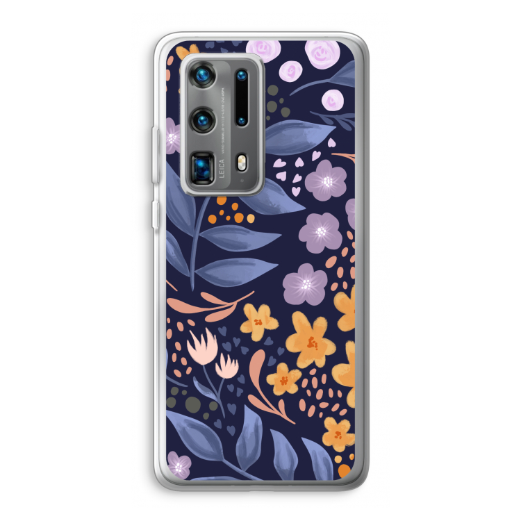 Flowers with blue leaves: Huawei P40 Pro Plus Transparant Hoesje