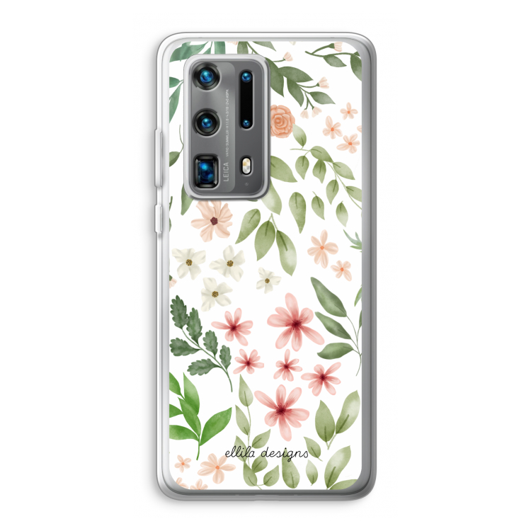 Botanical sweet flower heaven: Huawei P40 Pro Plus Transparant Hoesje