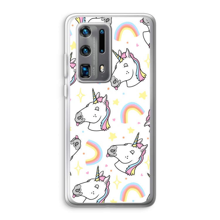 Rainbow Unicorn: Huawei P40 Pro Plus Transparant Hoesje