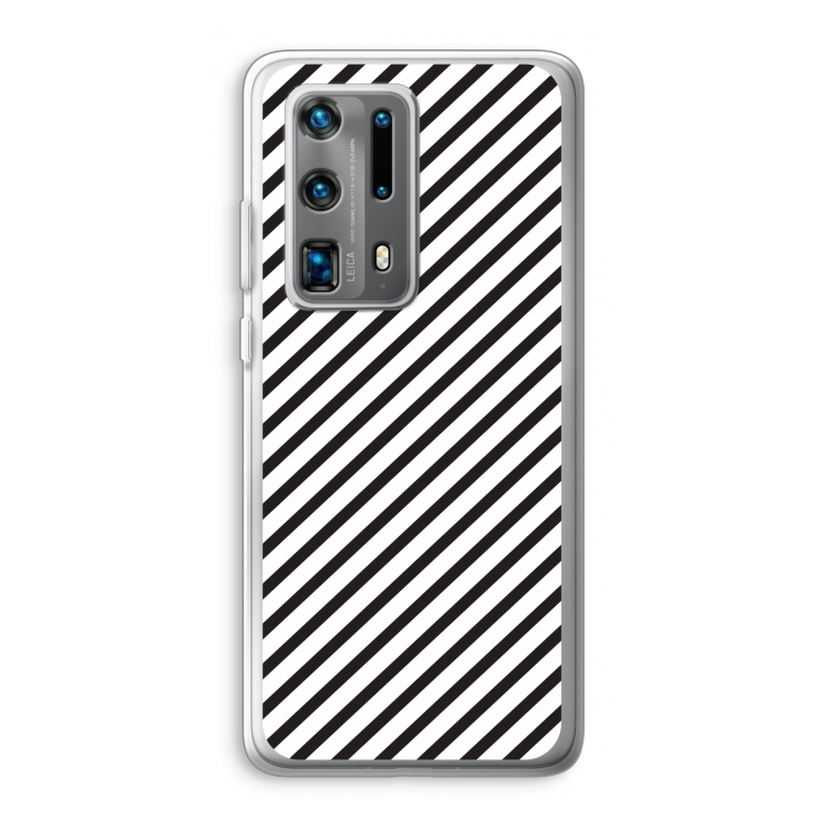 Strepen zwart-wit: Huawei P40 Pro Plus Transparant Hoesje