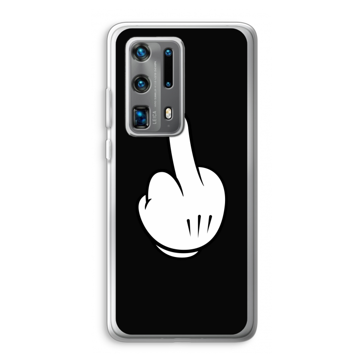 Middle finger black: Huawei P40 Pro Plus Transparant Hoesje