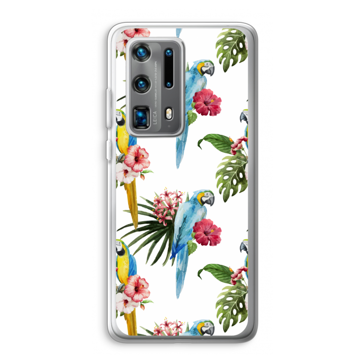 Kleurrijke papegaaien: Huawei P40 Pro Plus Transparant Hoesje