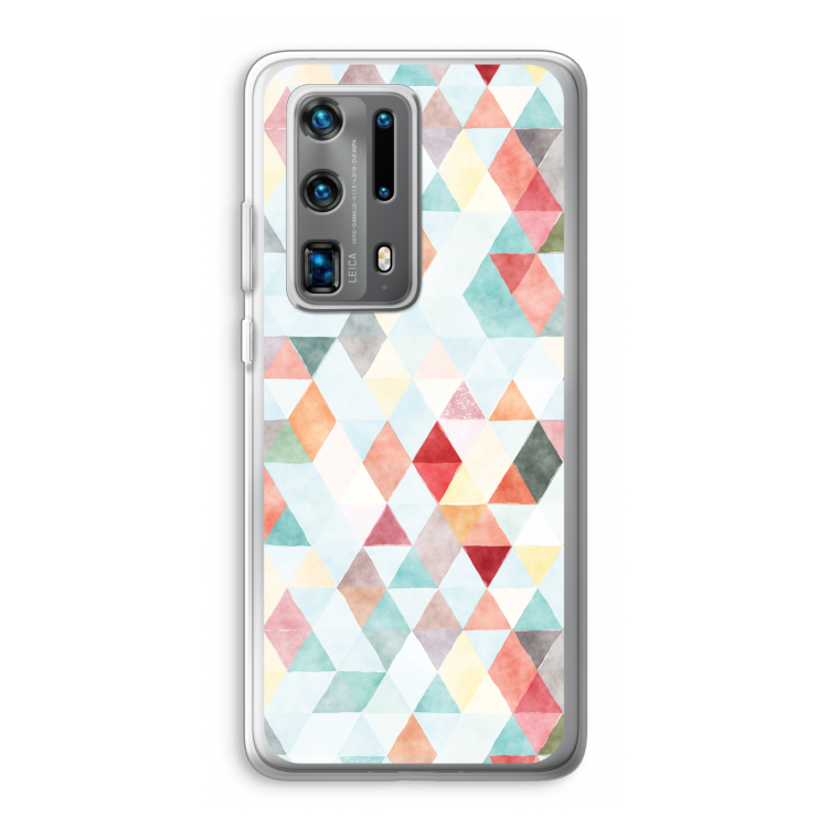 Gekleurde driehoekjes pastel: Huawei P40 Pro Plus Transparant Hoesje