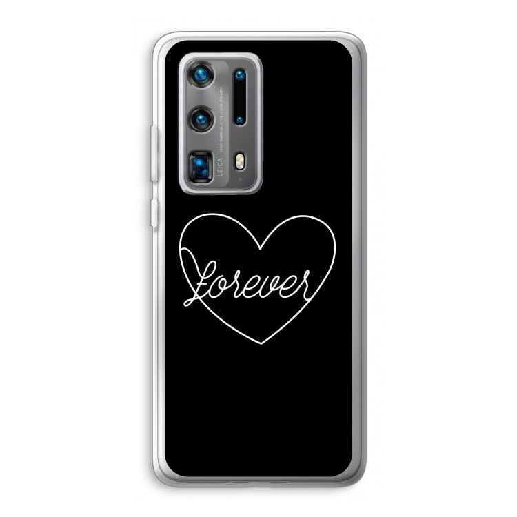 Forever heart black: Huawei P40 Pro Plus Transparant Hoesje