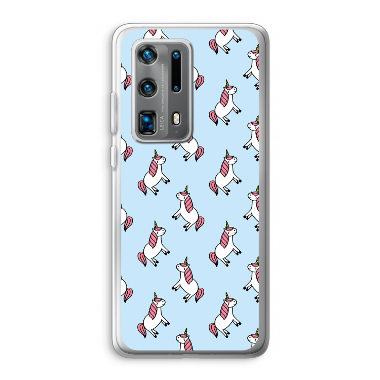 Eenhoorns overal: Huawei P40 Pro Plus Transparant Hoesje