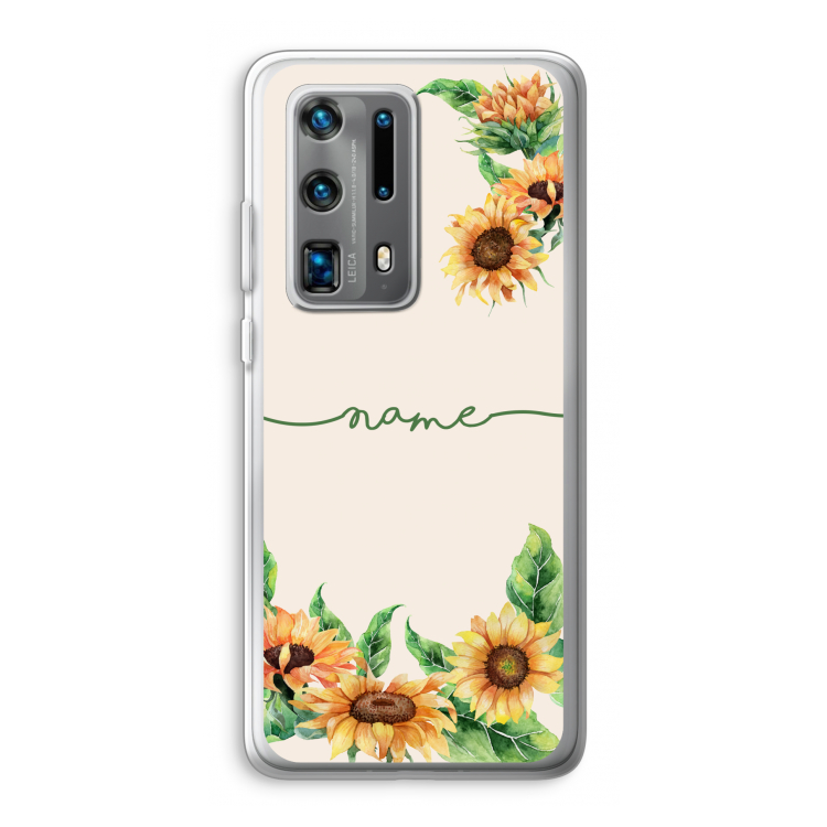 Zonnebloemen: Huawei P40 Pro Plus Transparant Hoesje