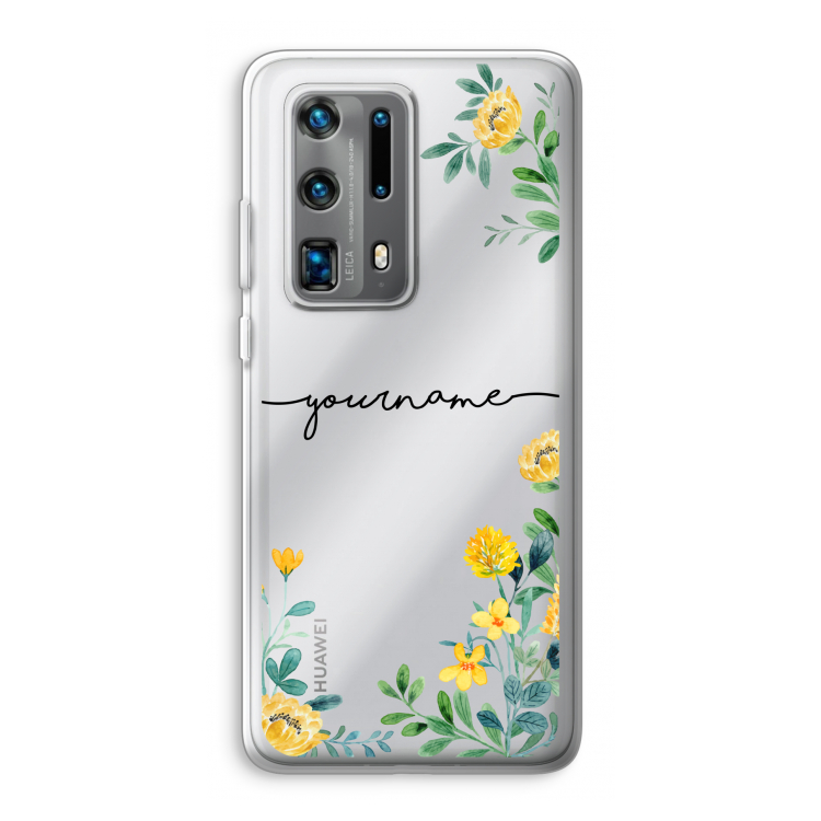 Gele bloemen: Huawei P40 Pro Plus Transparant Hoesje