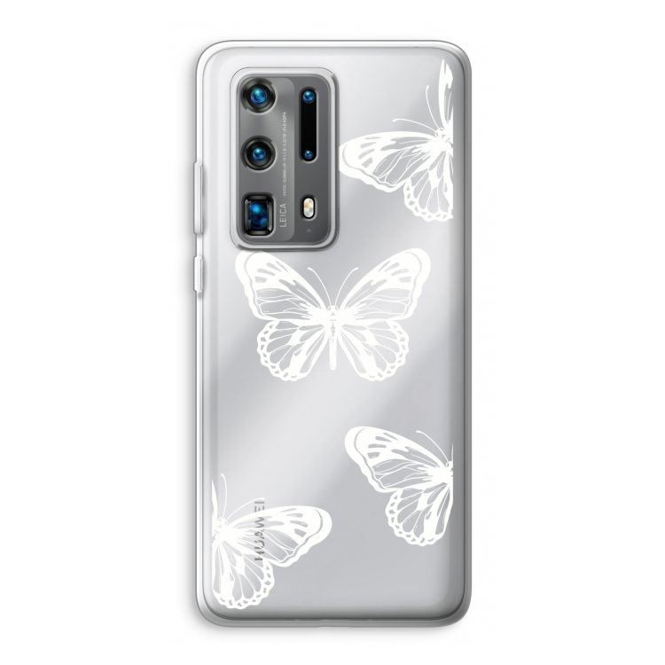 White butterfly: Huawei P40 Pro Plus Transparant Hoesje