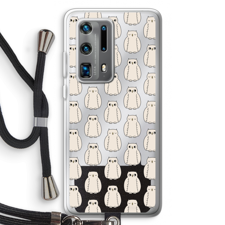 Uilen: Huawei P40 Pro Plus Transparant Hoesje met koord