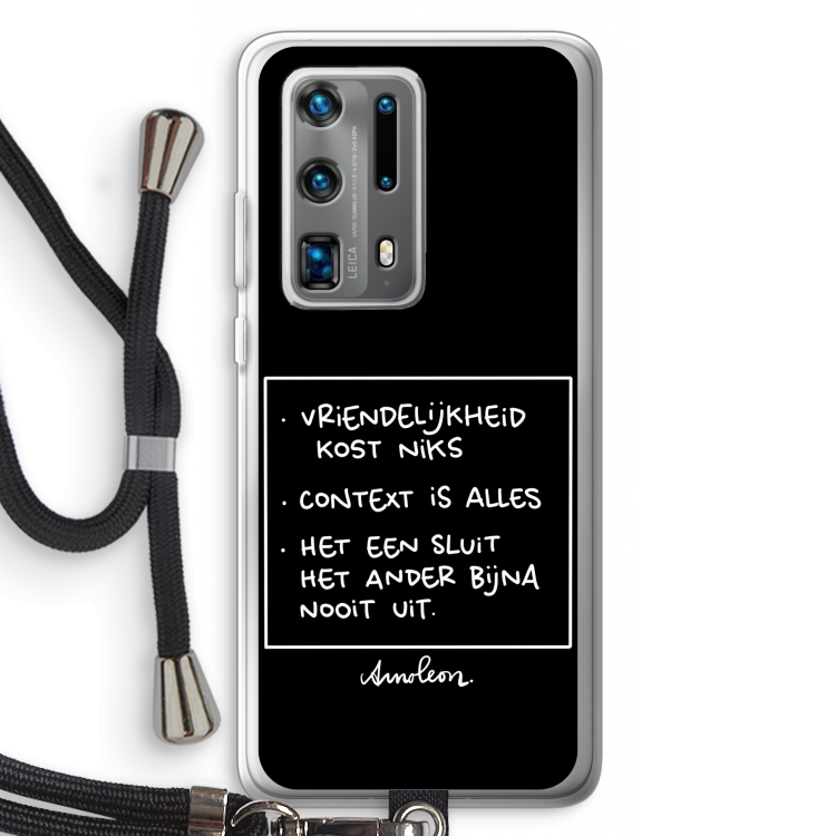 Mijn Motto's: Huawei P40 Pro Plus Transparant Hoesje met koord