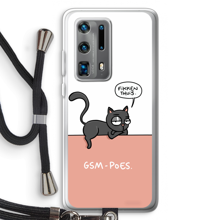 GSM poes: Huawei P40 Pro Plus Transparant Hoesje met koord