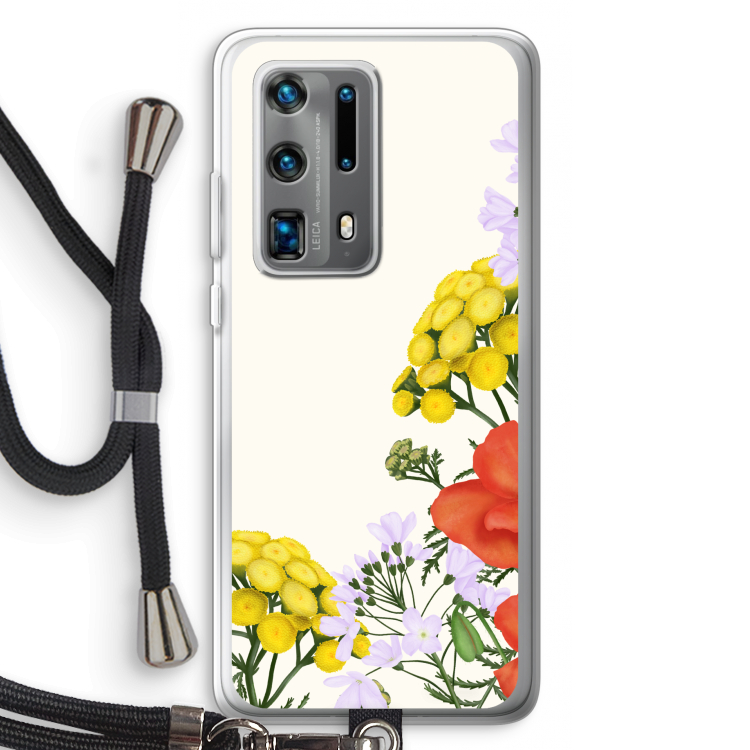 Wilde bloemen: Huawei P40 Pro Plus Transparant Hoesje met koord