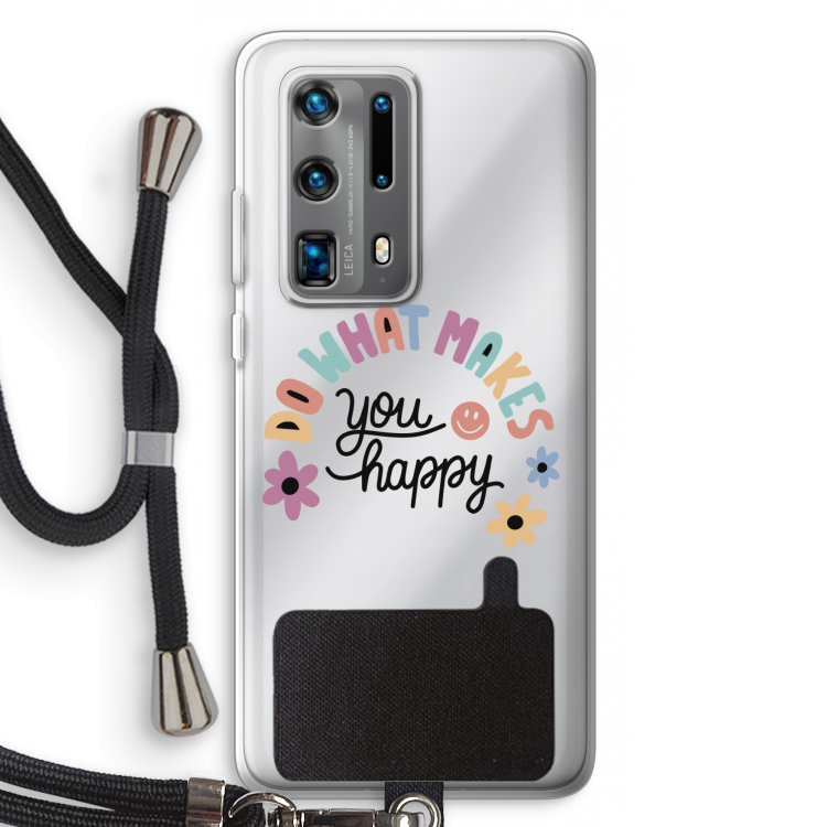 Happy days: Huawei P40 Pro Plus Transparant Hoesje met koord