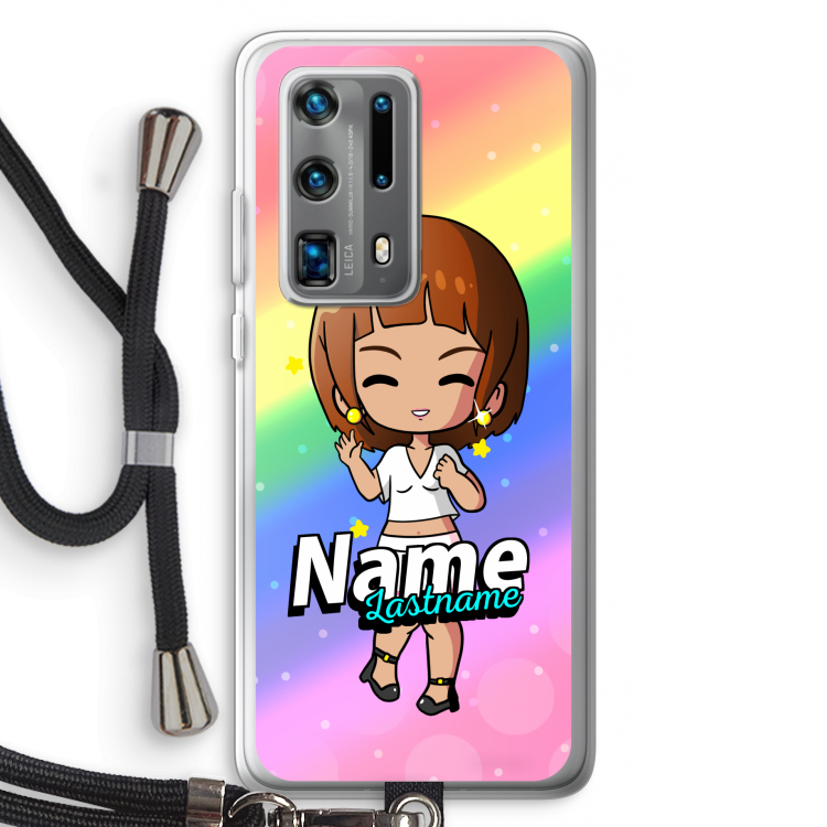 Chibi Maker vrouw: Huawei P40 Pro Plus Transparant Hoesje met koord