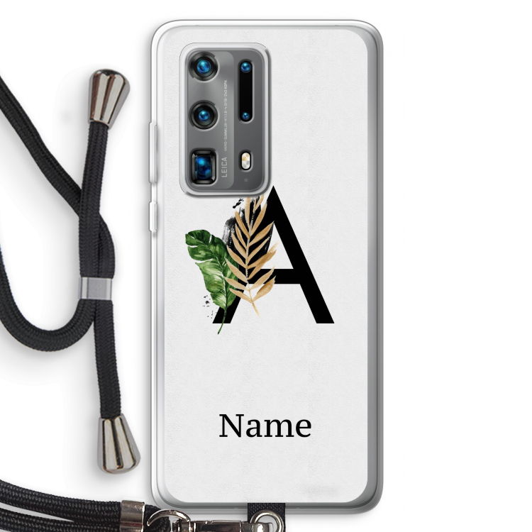 Charcoal Flora: Huawei P40 Pro Plus Transparant Hoesje met koord