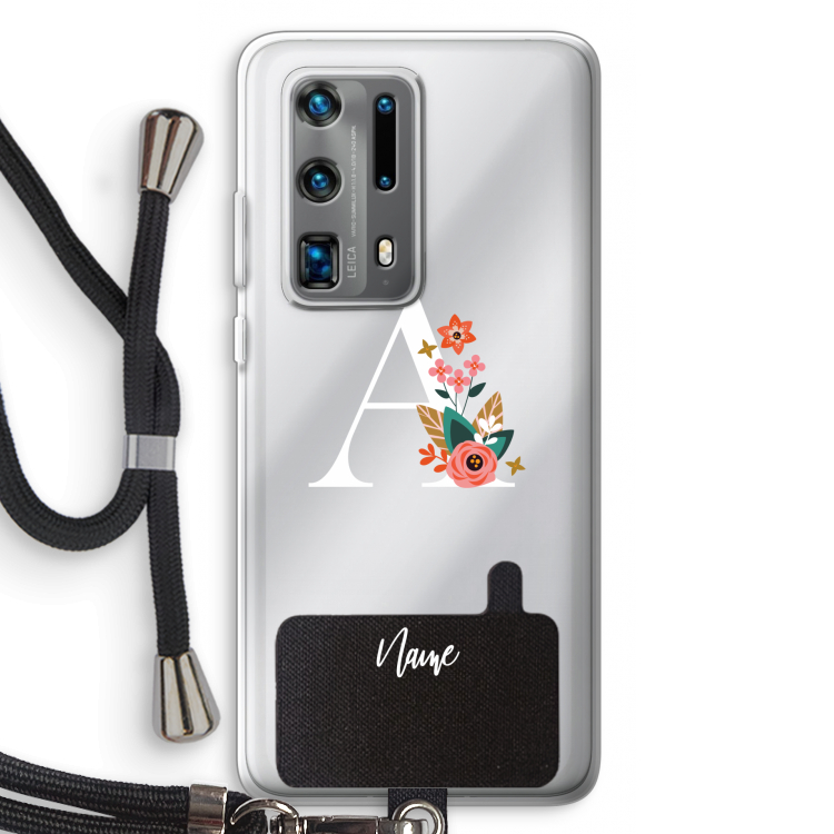 Pink Bouquet: Huawei P40 Pro Plus Transparant Hoesje met koord