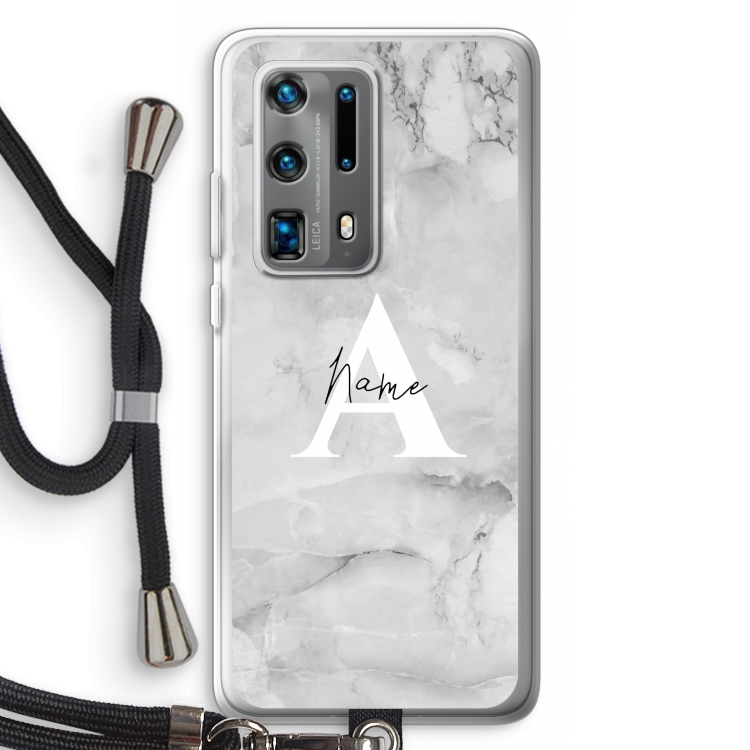 Ivory Marble: Huawei P40 Pro Plus Transparant Hoesje met koord