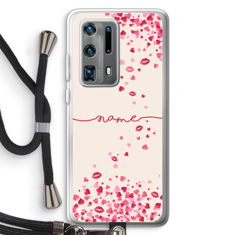 Hartjes en kusjes: Huawei P40 Pro Plus Transparant Hoesje met koord
