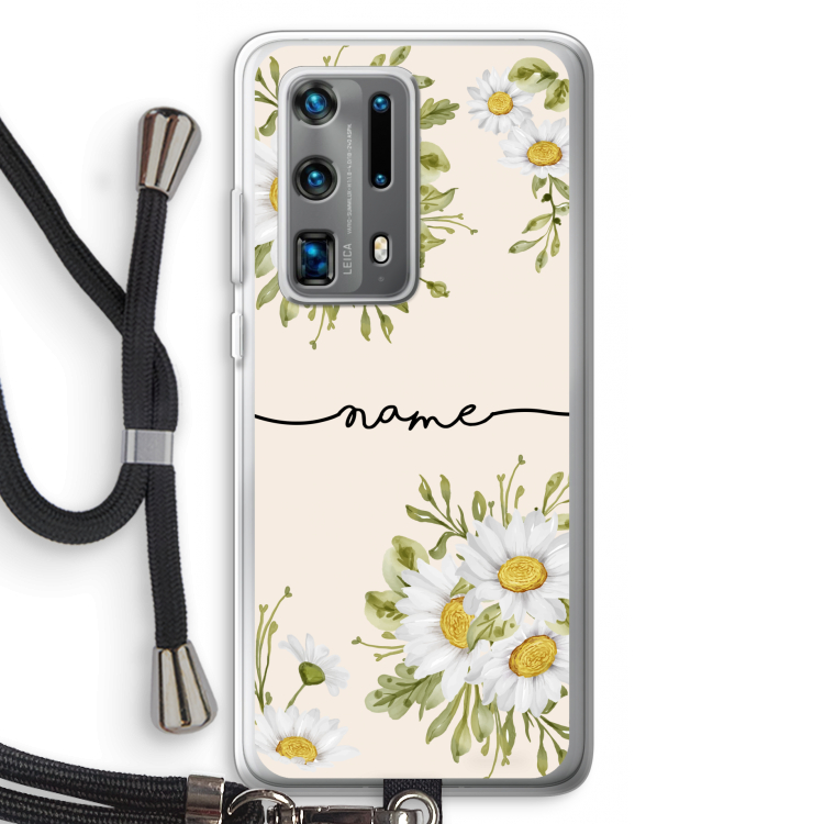 Daisies: Huawei P40 Pro Plus Transparant Hoesje met koord