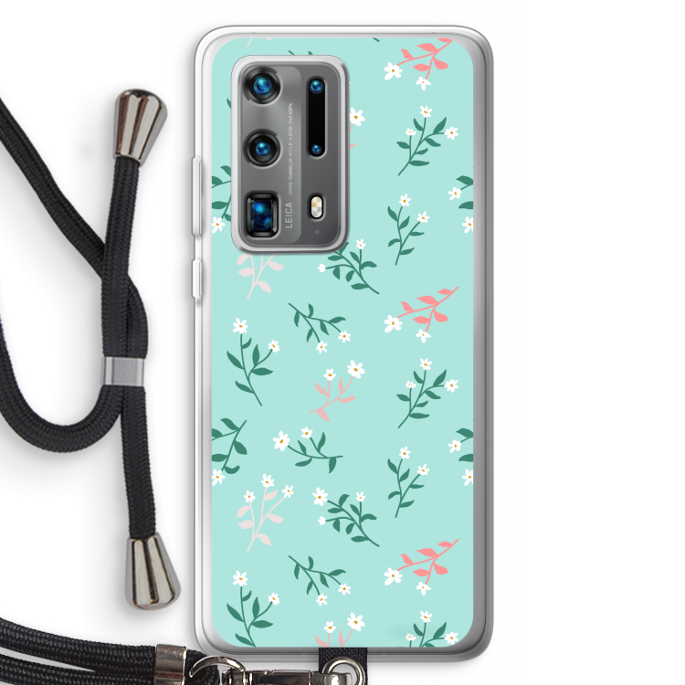 Small white flowers: Huawei P40 Pro Plus Transparant Hoesje met koord