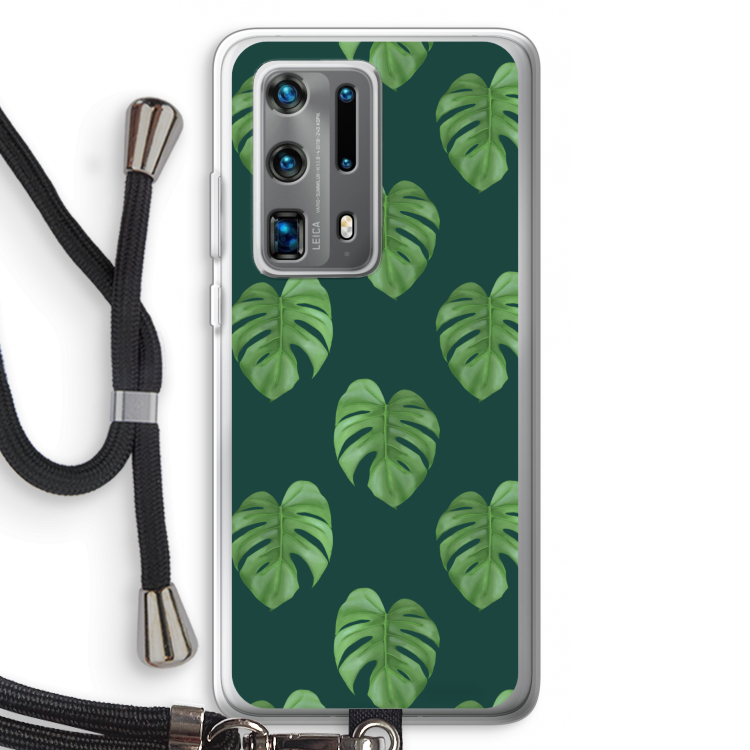 Monstera leaves: Huawei P40 Pro Plus Transparant Hoesje met koord