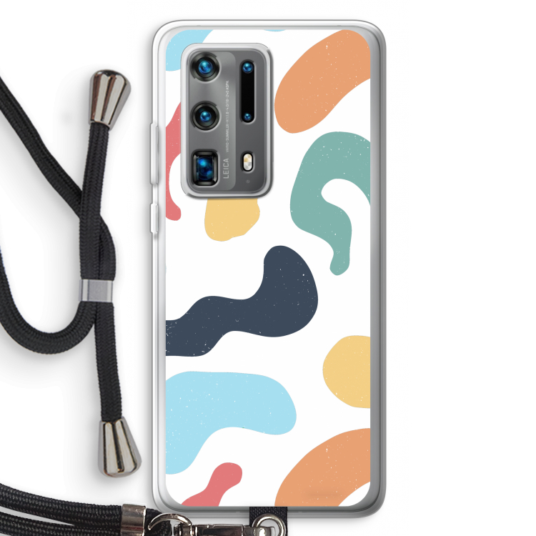 Memphis Shapes Blue: Huawei P40 Pro Plus Transparant Hoesje met koord