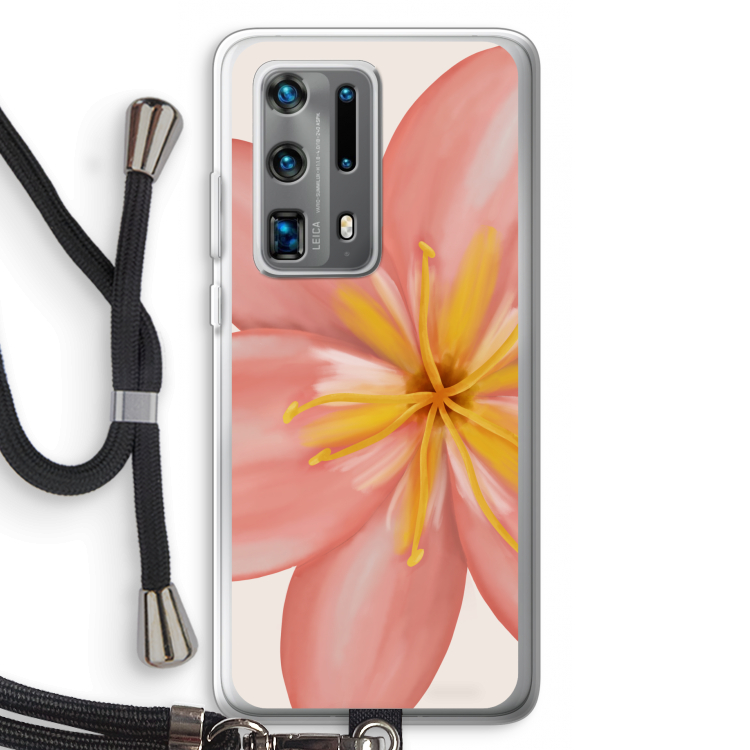 Pink Ellila Flower: Huawei P40 Pro Plus Transparant Hoesje met koord