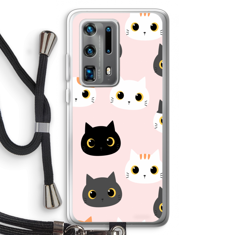 Katten: Huawei P40 Pro Plus Transparant Hoesje met koord