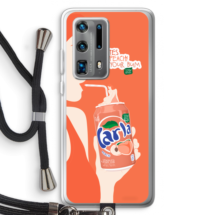 Peach please!: Huawei P40 Pro Plus Transparant Hoesje met koord