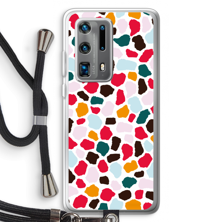 Colored Giraffe: Huawei P40 Pro Plus Transparant Hoesje met koord