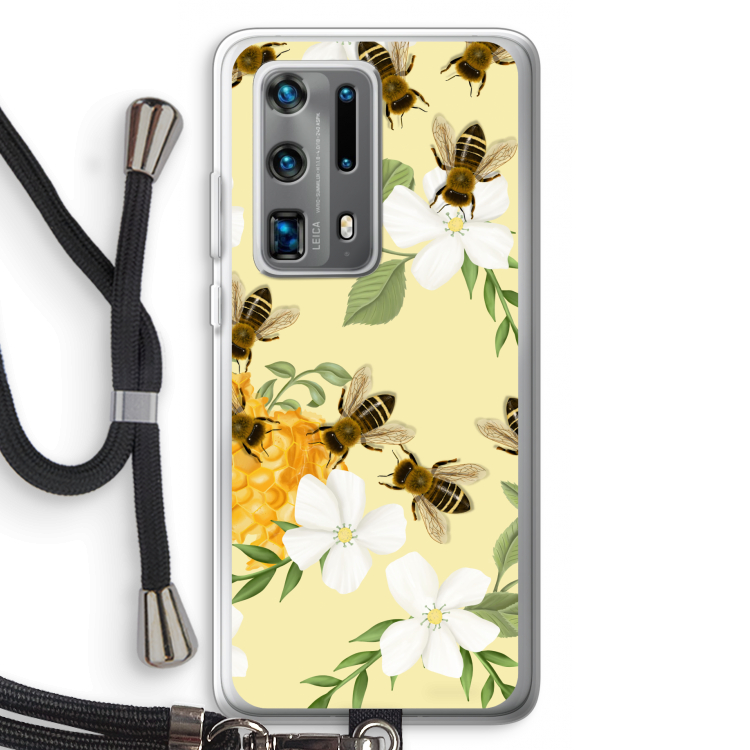 No flowers without bees: Huawei P40 Pro Plus Transparant Hoesje met koord