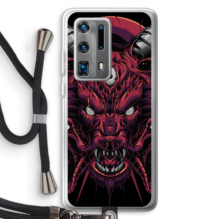 Hell Hound and Serpents: Huawei P40 Pro Plus Transparant Hoesje met koord