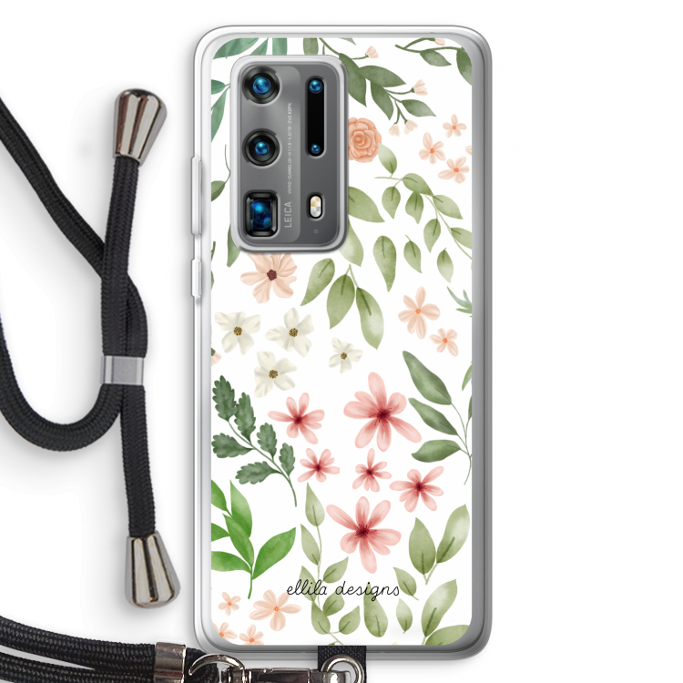 Botanical sweet flower heaven: Huawei P40 Pro Plus Transparant Hoesje met koord