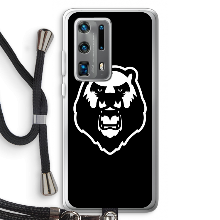 Angry Bear (black): Huawei P40 Pro Plus Transparant Hoesje met koord