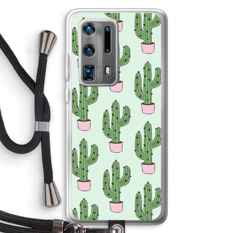 Cactus Lover: Huawei P40 Pro Plus Transparant Hoesje met koord