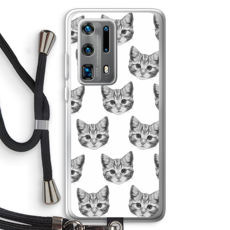 Kitten: Huawei P40 Pro Plus Transparant Hoesje met koord