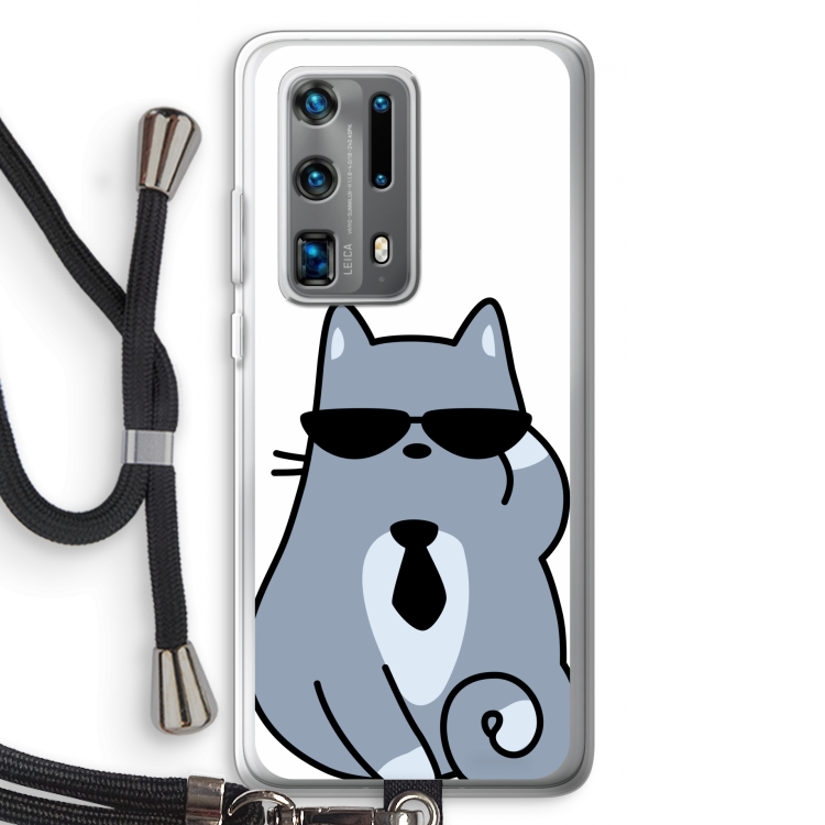 Cool cat: Huawei P40 Pro Plus Transparant Hoesje met koord