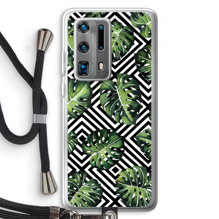 Geometrische jungle: Huawei P40 Pro Plus Transparant Hoesje met koord