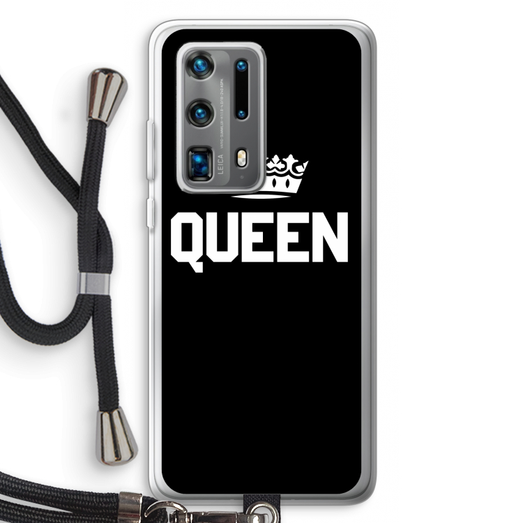 Queen zwart: Huawei P40 Pro Plus Transparant Hoesje met koord
