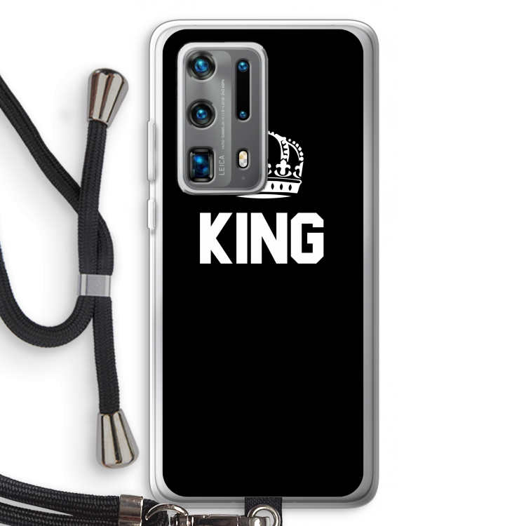 King zwart: Huawei P40 Pro Plus Transparant Hoesje met koord