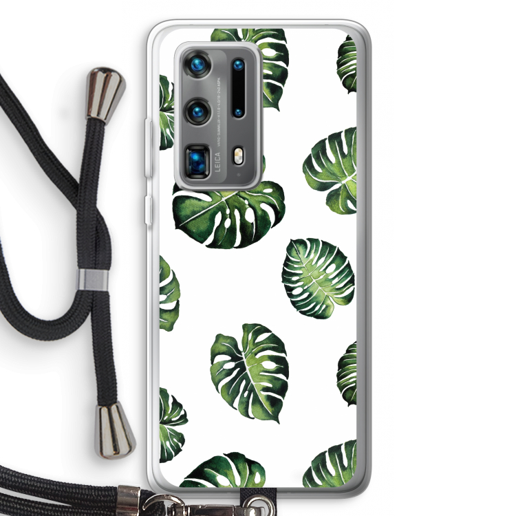 Tropische bladeren: Huawei P40 Pro Plus Transparant Hoesje met koord