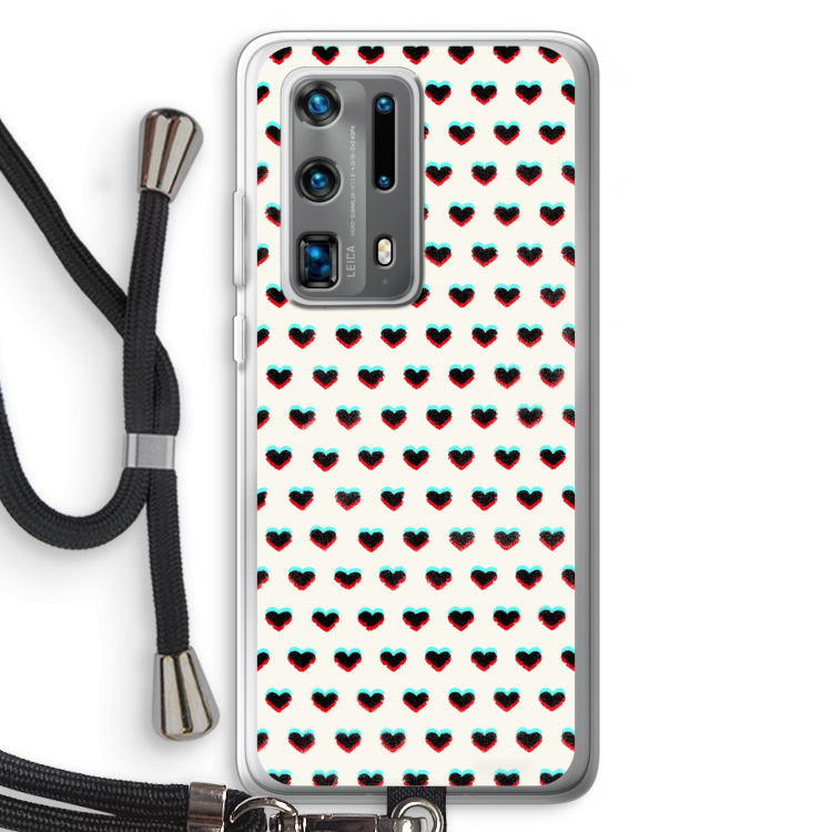 Hartjes: Huawei P40 Pro Plus Transparant Hoesje met koord