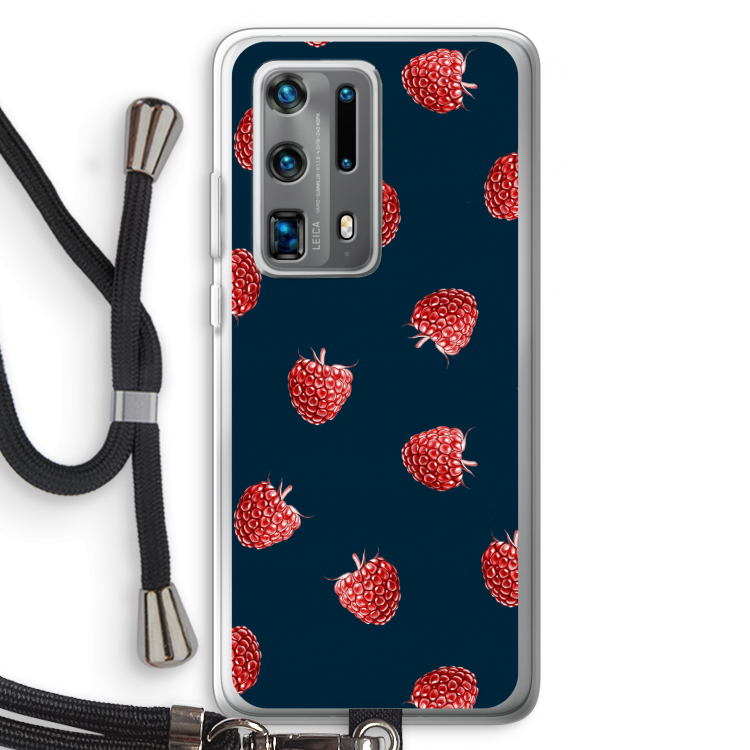 Framboosjes: Huawei P40 Pro Plus Transparant Hoesje met koord