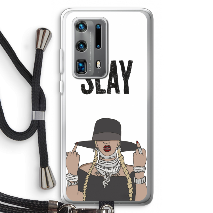 Slay All Day: Huawei P40 Pro Plus Transparant Hoesje met koord