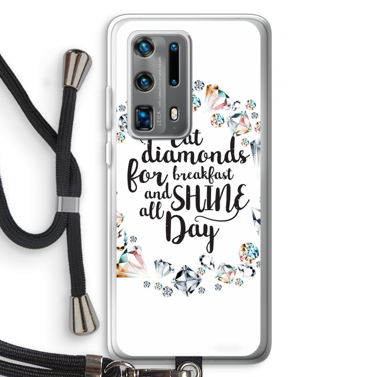 Diamonds: Huawei P40 Pro Plus Transparant Hoesje met koord
